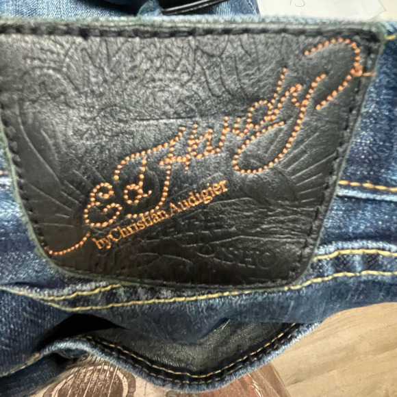 Ed Hardy VTG 38x32 Distressed Splatter Jeans Christian Audigier - Picture 7 of 8